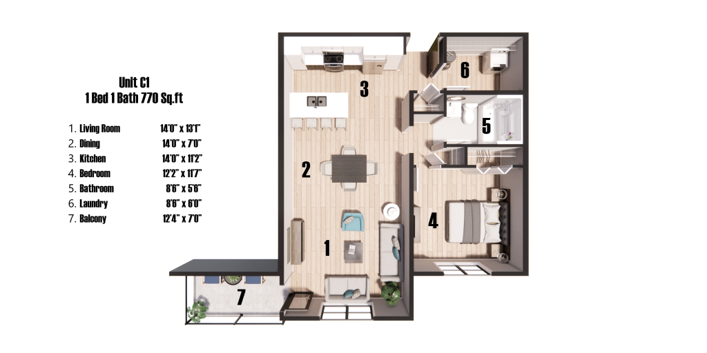 C1 Layout Quinn Court Apartment